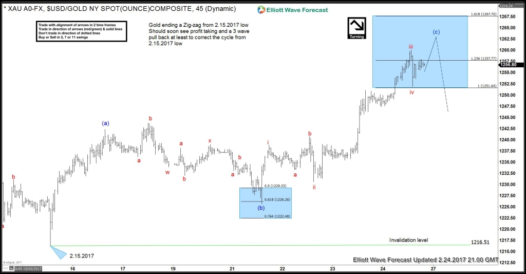 Gold Elliott wave Zigzag pattern