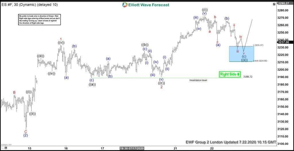 S&P 500 E-Mini Futures ( ES_F ) Found Buyers At The Blue Box Area