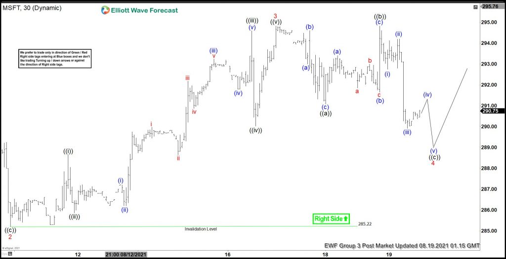 Microsoft 1 Hour Elliott Wave Analysis 08.19.2021