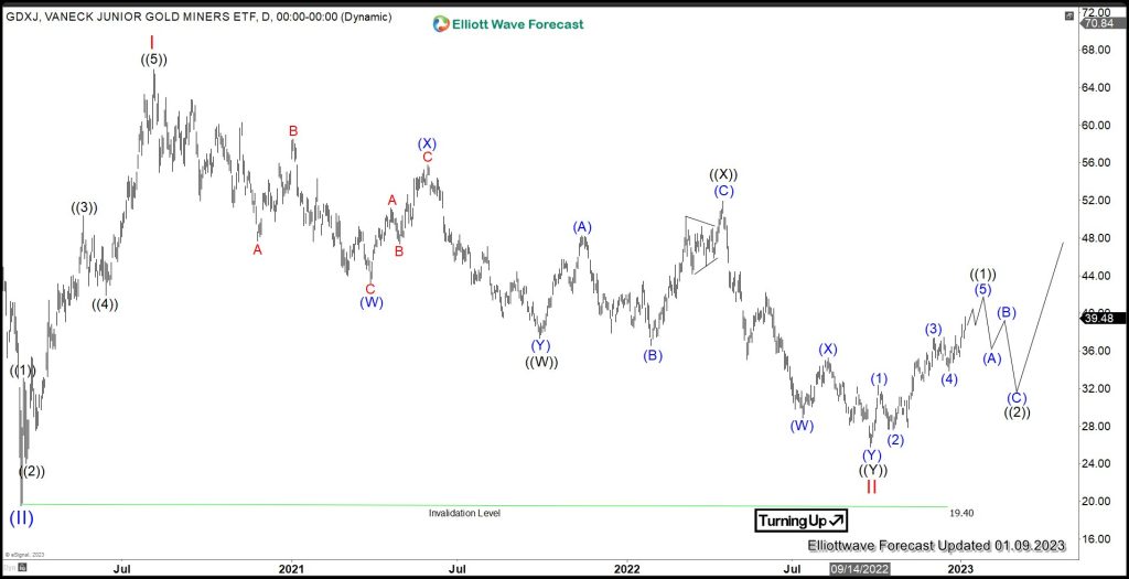 Five Waves Rally in $GDXJ Suggests Bottom in Place