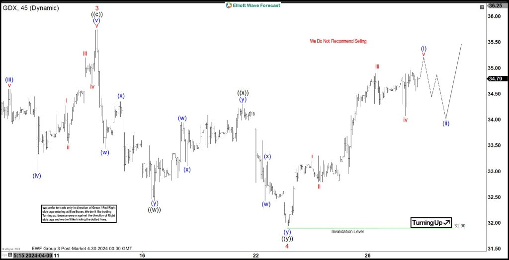 Elliott Wave Intraday Analysis on GDX: Further Rally Expected