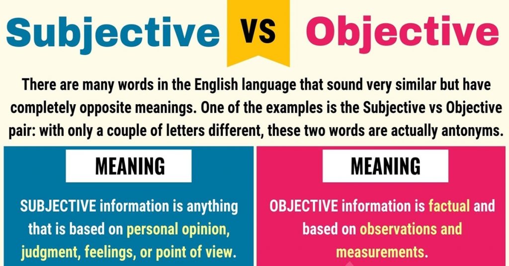 Subjective nature vs Objective Definition